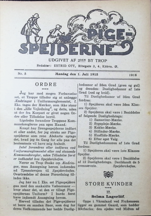 Forside: Pigespejderne 1918 årg nr. 5