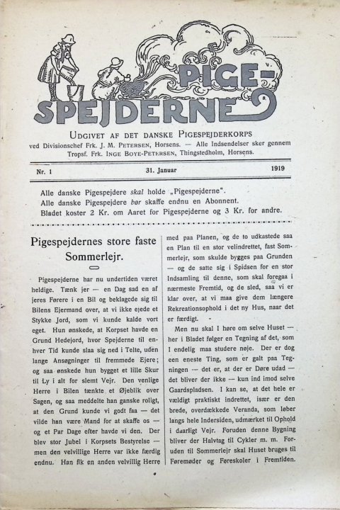 Forside: Pigespejderne 1920 årg 3 nr. 1