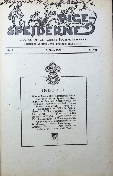 Forside: Pigespejderne 1922 årg 5 nr. 3