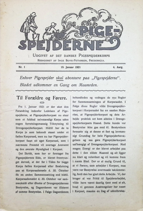Forside: Pigespejderne 1921 årg 4 nr. 1