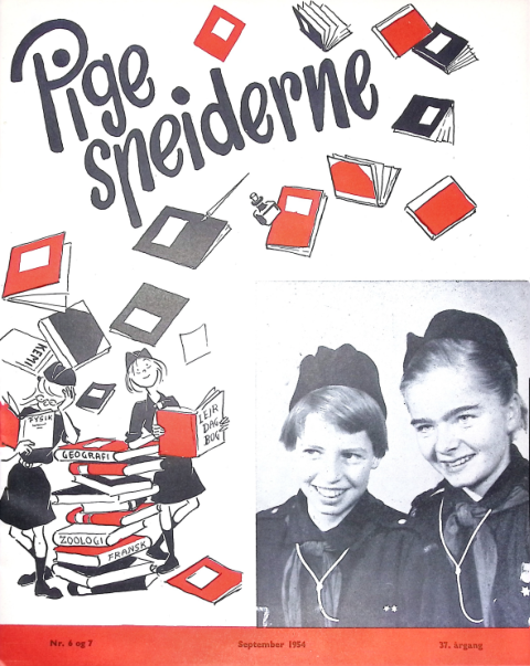 Forside: Pigespejderne 1954 årg 37 nr. 6-7