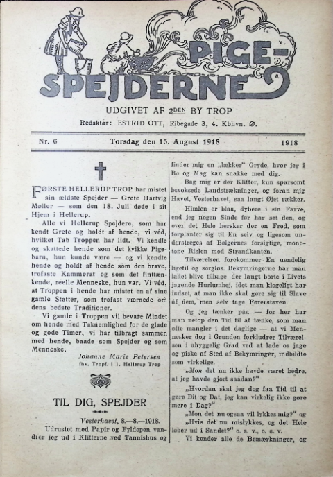 Forside: Pigespejderne 1918 årg nr. 6