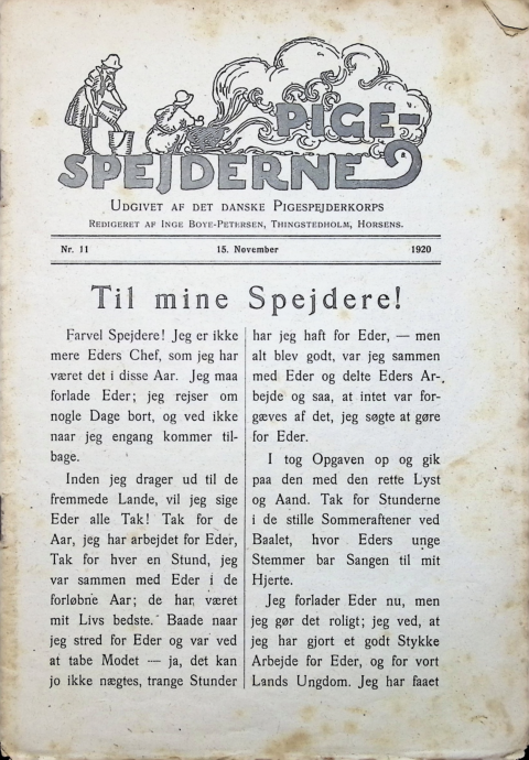 Forside: Pigespejderne 1920 årg 3 nr. 11