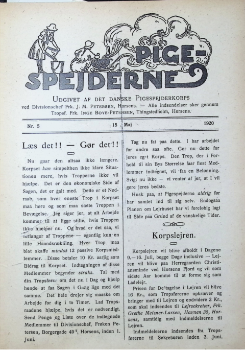 Forside: Pigespejderne 1920 årg 3 nr. 5