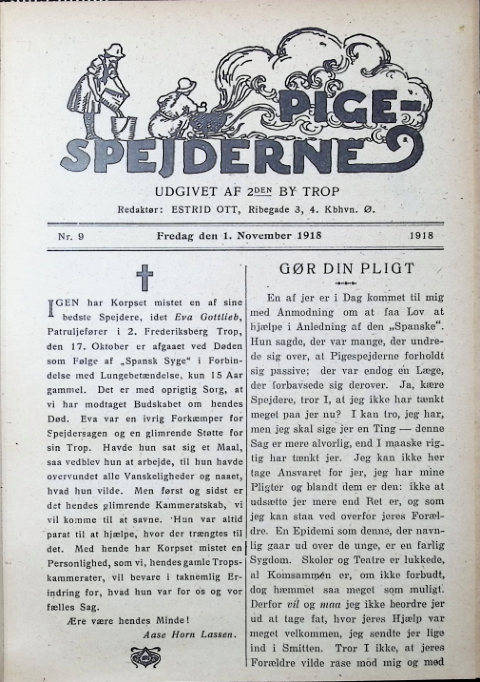 Forside: Pigespejderne 1918 årg nr. 9