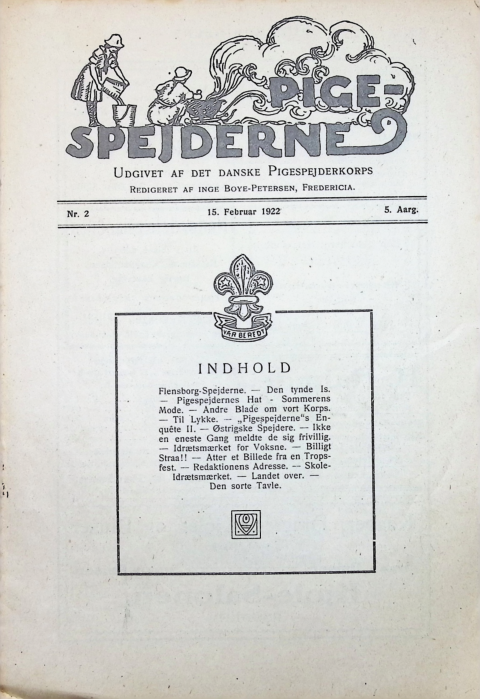Forside: Pigespejderne 1922 årg 5 nr. 2