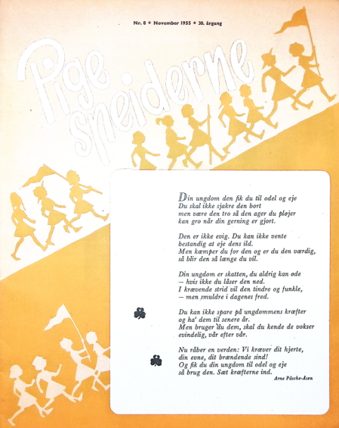 Forside: Pigespejderne 1955 årg 38 nr. 8