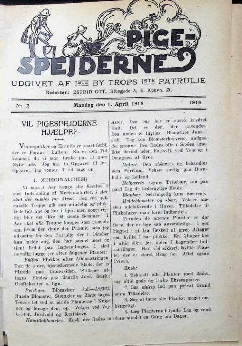 Forside: Pigespejderne 1918 årg nr. 2