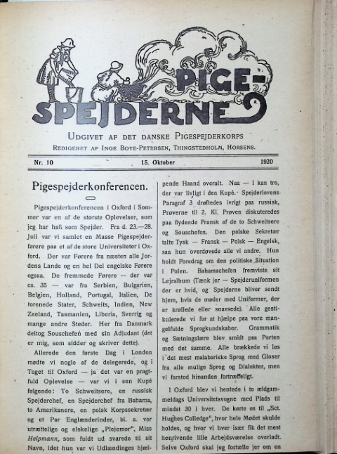 Forside: Pigespejderne 1920 årg 3 nr. 10