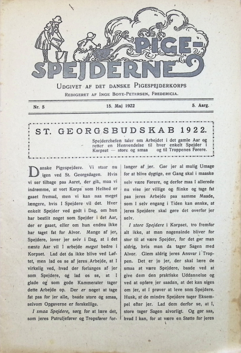 Forside: Pigespejderne 1922 årg 5 nr. 5