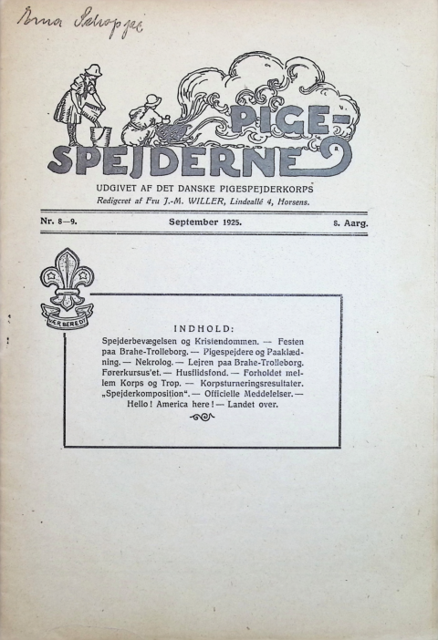 Forside: Pigespejderne 1925 årg 8 nr. 8-9