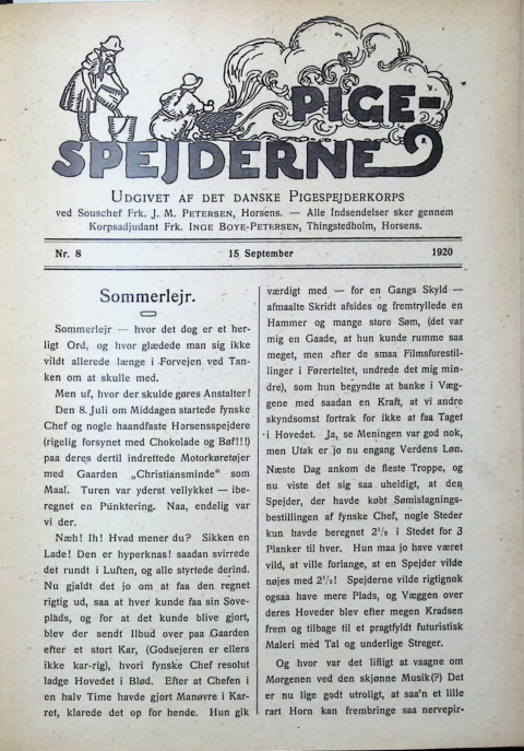 Forside: Pigespejderne 1920 årg 3 nr. 8